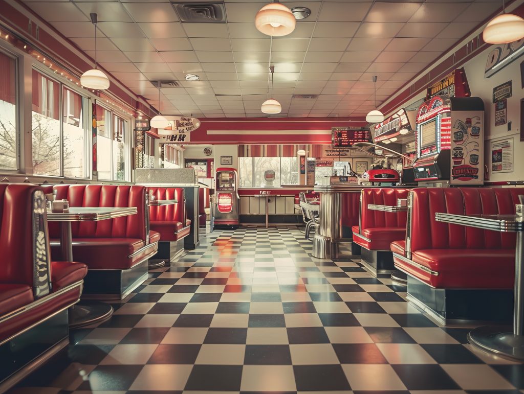 50’sダイナー風のアメリカンカフェイメージ